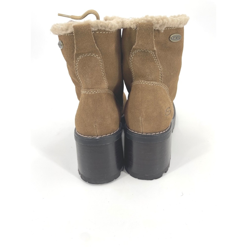 Skechers Boots Womens 8 Tan Suede Jammers Vintage Y2K Chunky Heel Lug Sole 90's - Picture 5 of 12